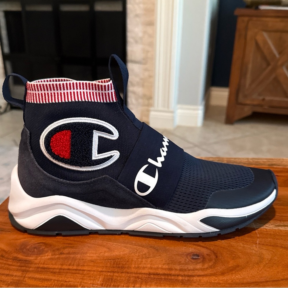 Champion Men’s Navy, Red and White Slip-On Athletic Sneakers Size 9.5US
